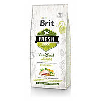 Сухий корм Brit Fresh для дорослих активних собак, з качкою та пшоном, 12 кг