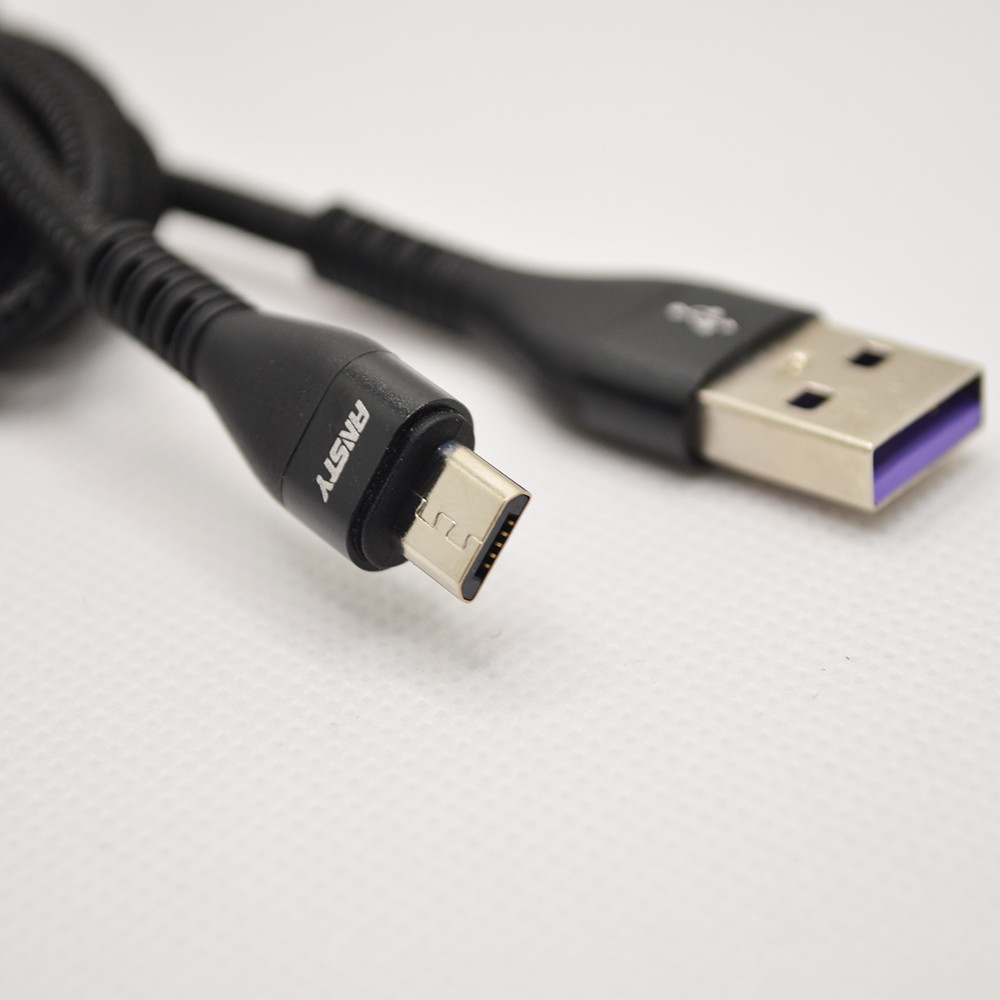 Кабель ANSTY ANS-80-A Nylon Micro USB 3.4A 1.2M Black, фото 6