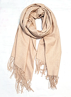 Теплий кашеміровий шарф палантин Саллі 180*65 см світлий бежевий меланж
