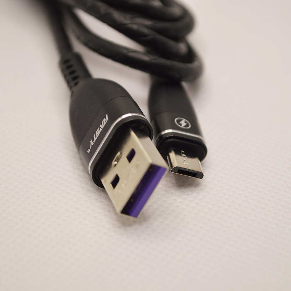 Кабель ANSTY S-035-A Zinc Alloy Micro USB QC 3.1A 1M Black, фото 5