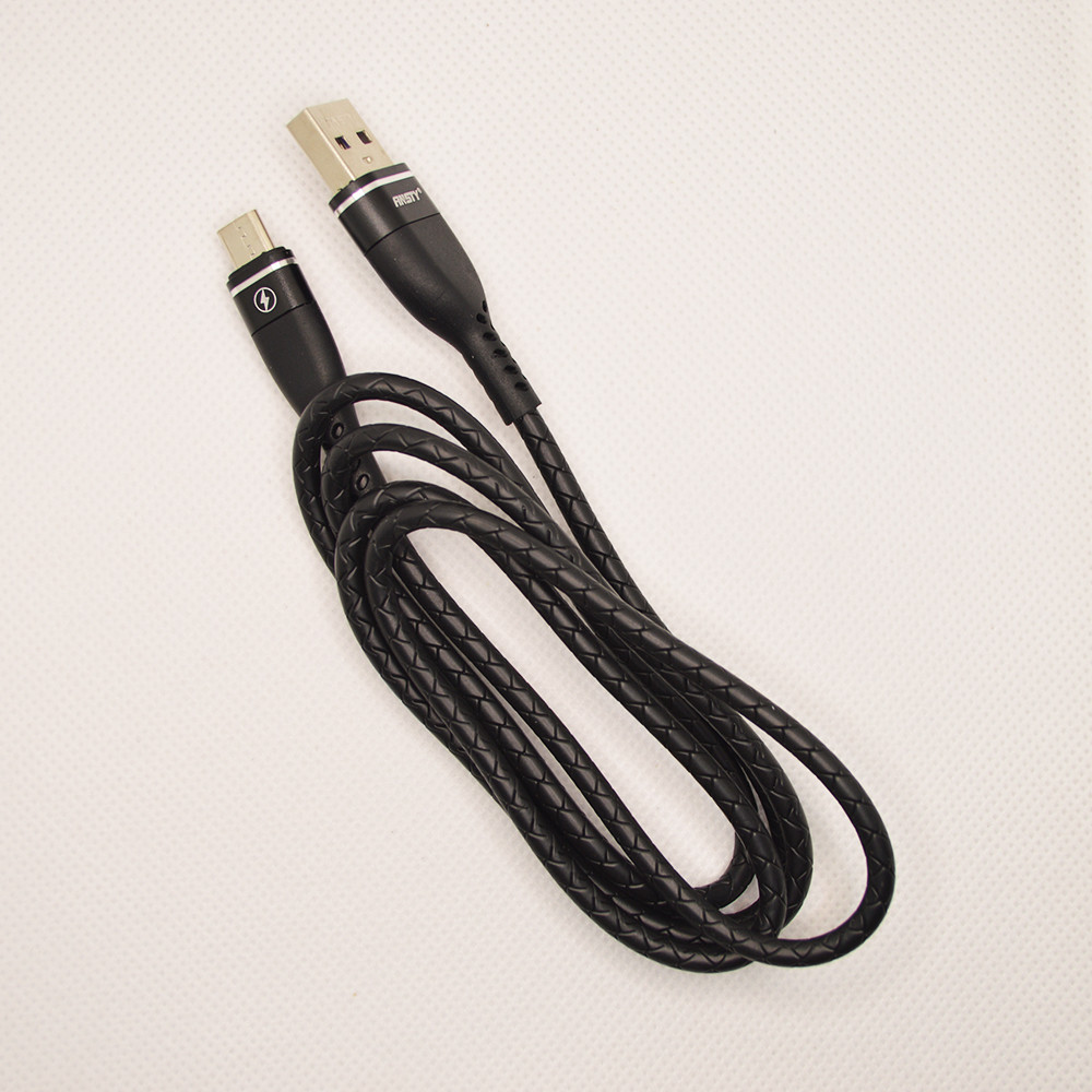 Кабель ANSTY S-035-A Zinc Alloy Micro USB QC 3.1A 1M Black, фото 3