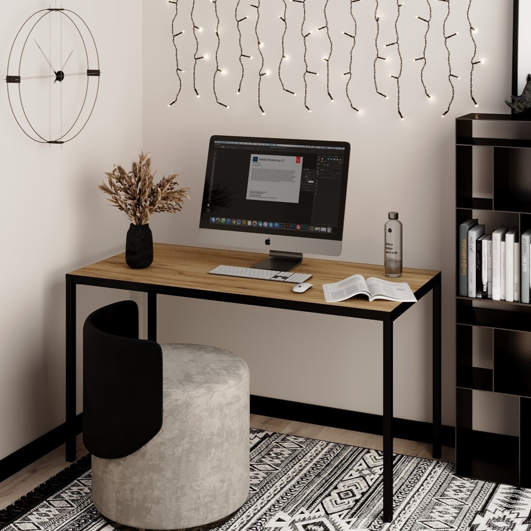 Письмовий стіл Brevity Loft standart Дуб крафт золотий / чорний металТМ Art In Head