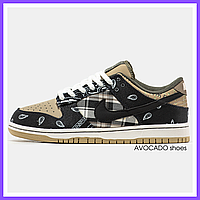 Кроссовки зимние женские и мужские Nike SB Dunk Low x Travis Scott Cactus Jack/ кеды Найк СБ Данк коричневые