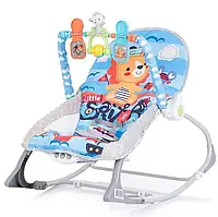 Дитячий шезлонг 27243 Блакитний, брязкальця, вібрація, мелодії, регулювання нахилу спинки