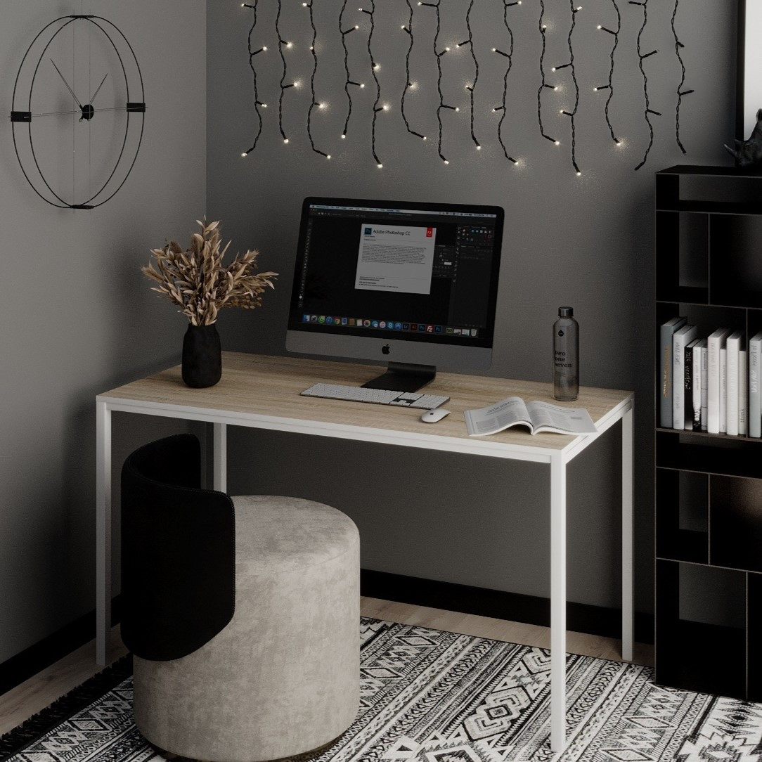 Письмовий стіл Brevity Loft standart Дуб сонома / білий метал ТМ Art In Head