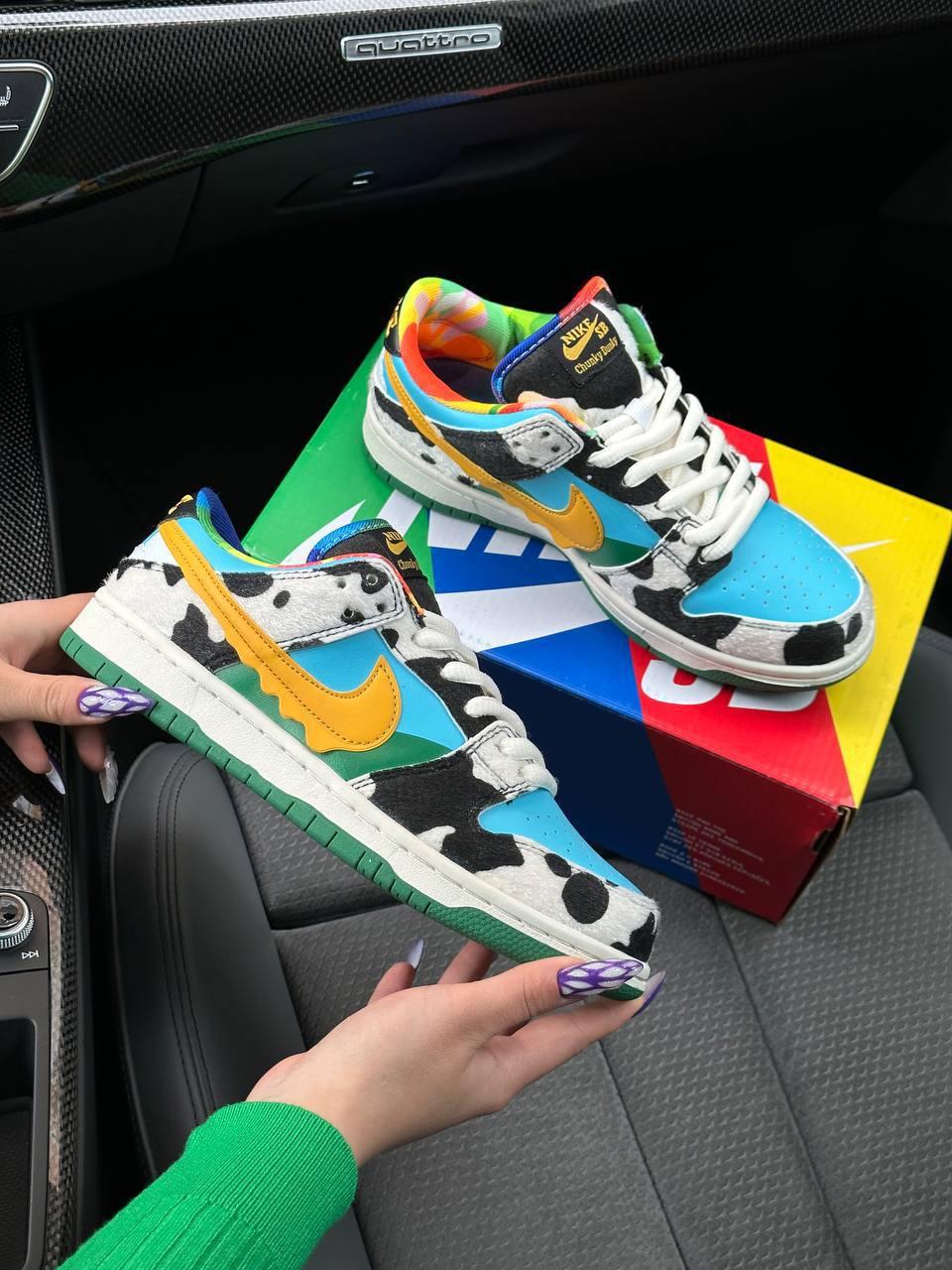 Жіночі кросівки Nike SB Dunk Low Ben & Jerry‘s Chunky Dunky Найк СБ Данк Бен Джеррі різнокольорові низькі шкіра текстиль демісезон