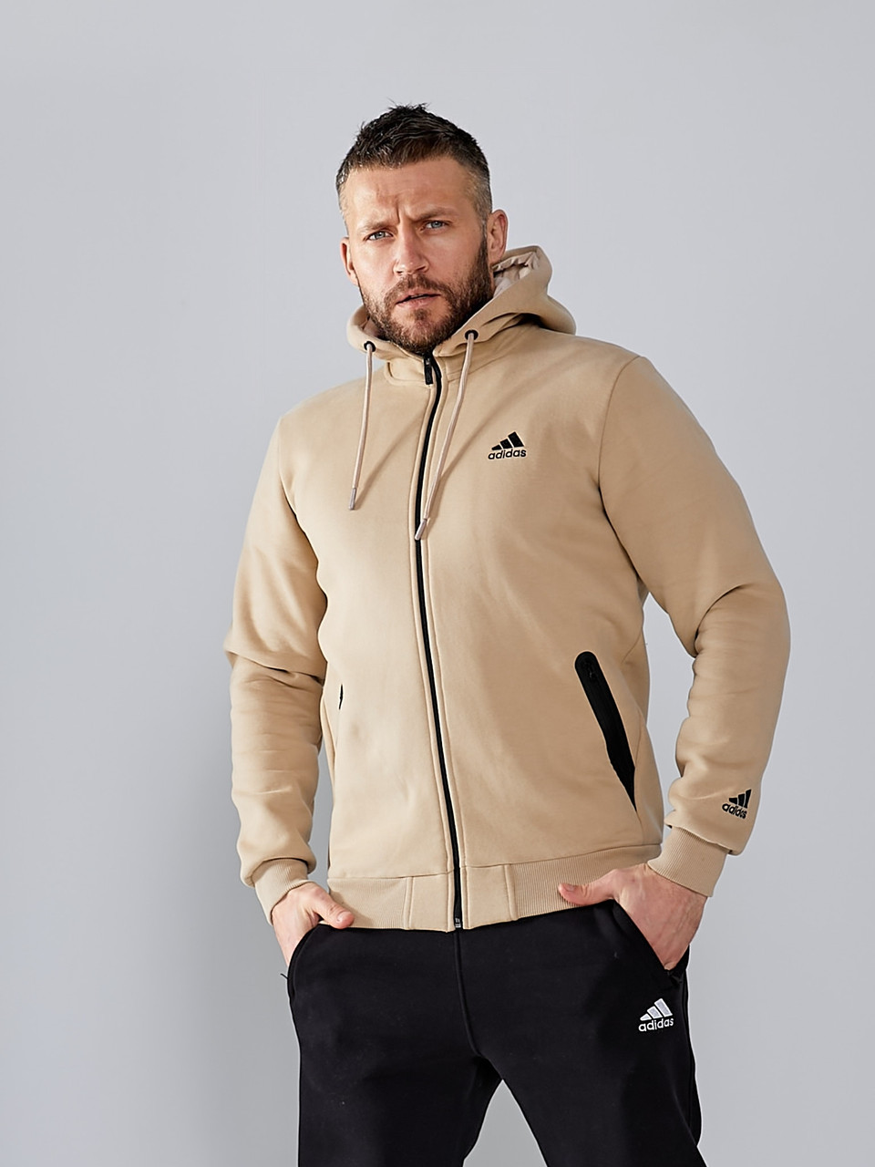 Чоловічий спортивний костюм Adidas зимовий костюм Адіас теплий на флісі