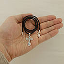 Шовкова срібна цепочка з хрестиком. Освячений хрест та шовковий шнурок зі срібним замком. 55 см, фото 3