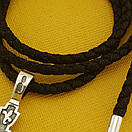 Шовкова срібна цепочка з хрестиком. Освячений хрест та шовковий шнурок зі срібним замком. 55 см, фото 7