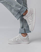 Жіночі кросівки Nike SB Dunk Low Retro White Easy Pink Кеди Найк СБ Данк білі низькі шкіра демісезон, фото 5