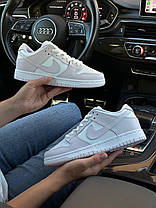 Жіночі кросівки Nike SB Dunk Low Retro White Easy Pink Кеди Найк СБ Данк білі низькі шкіра демісезон, фото 3