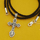 Шовкова срібна цепочка з хрестиком. Освячений хрест та шовковий шнурок зі срібним замком. 55 см, фото 10