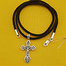 Шовкова срібна цепочка з хрестиком. Освячений хрест та шовковий шнурок зі срібним замком. 55 см, фото 8