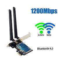 Двохдіапазонний PCI-E Wi-Fi 5 (AC) адаптер FENVI 2.4/5GHz 1200 Mbps + Bluetooth