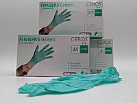 Перчатки нитриловые CEROS FINGERS GREEN, XS, S, M 100 ШТ.