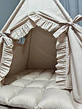 Вігвам Єнотики на бежевом БОНБОН Повний комплект, вігвам для дівчинки, дитячий вігвам, вігвам для хлопчика, вігвам для дітей, фото 5