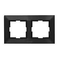 Двойная рамка Panasonic Arkedia Slim, горизонтальная, Черная / Рамка 2-местная для розетки и выключателя