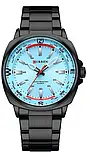 Чоловічий класичний кварцевий стрілочний наручний годинник Curren 8455 Black-Blue. Металевий браслет, фото 4
