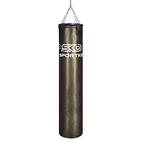 Профессиональный боксерский мешок Sportko c ременной кожи 3, 5 мм-4 мм 180 см 75 кг диаметр 35 см с цепями