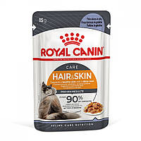 Влажный корм для взрослых кошек ROYAL CANIN HAIR & SKIN CARE WET IN JELLY 0.085 кг x 12 шт.