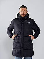 Мужская куртка The North Face длинная черная Зе Норт Фейс 700 удлиненная куртка с капюшоном