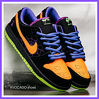 Кроссовки зимние женские и мужские Nike SB Dunk Low Black Orange Purple / кеды Найк СБ Данк черные оранжевые