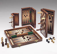 Набор 3 в 1 шахматная доска складная с фигурами на магнитах, шашки, нарды от итальянского бренда Italfama