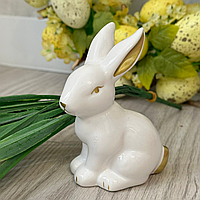 Декоративная фарфоровая статуэтка Пасхального кролика с золотыми ушками 10.4 см