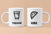Парные чашки кружки Lime and Tequila лайм и текила для Влюблённых Белые 330 мл