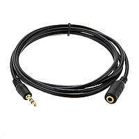 Удлинитель Audio DC3.5 папа-мама 5.0м, GOLD Stereo Jack, (круглый) Black cable, Пакет Q240(5990#)