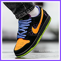 Кроссовки зимние мужские и женские Nike SB Dunk Low Black Orange Purple / кеды Найк СБ Данк черные оранжевые