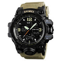 Часы наручные мужские SKMEI 1155BKH KHAKI, водостойкие тактические часы, армейские часы. Цвет: хаки