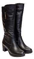 Зимние кожаные женские сапоги на невысоком каблуке черные 36-41 от производителя Еврокомфорт