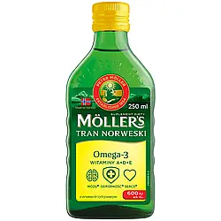 Mollers Tran Omega-3 Риб'ячий Жир із вітаміном D3, А й Е Со Смаком Лимона Для дітей Старше 3 років