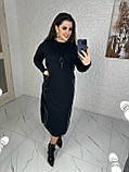 Модна жіноча міді сукня з довгим рукавом і шкіряними вставками, фото 7