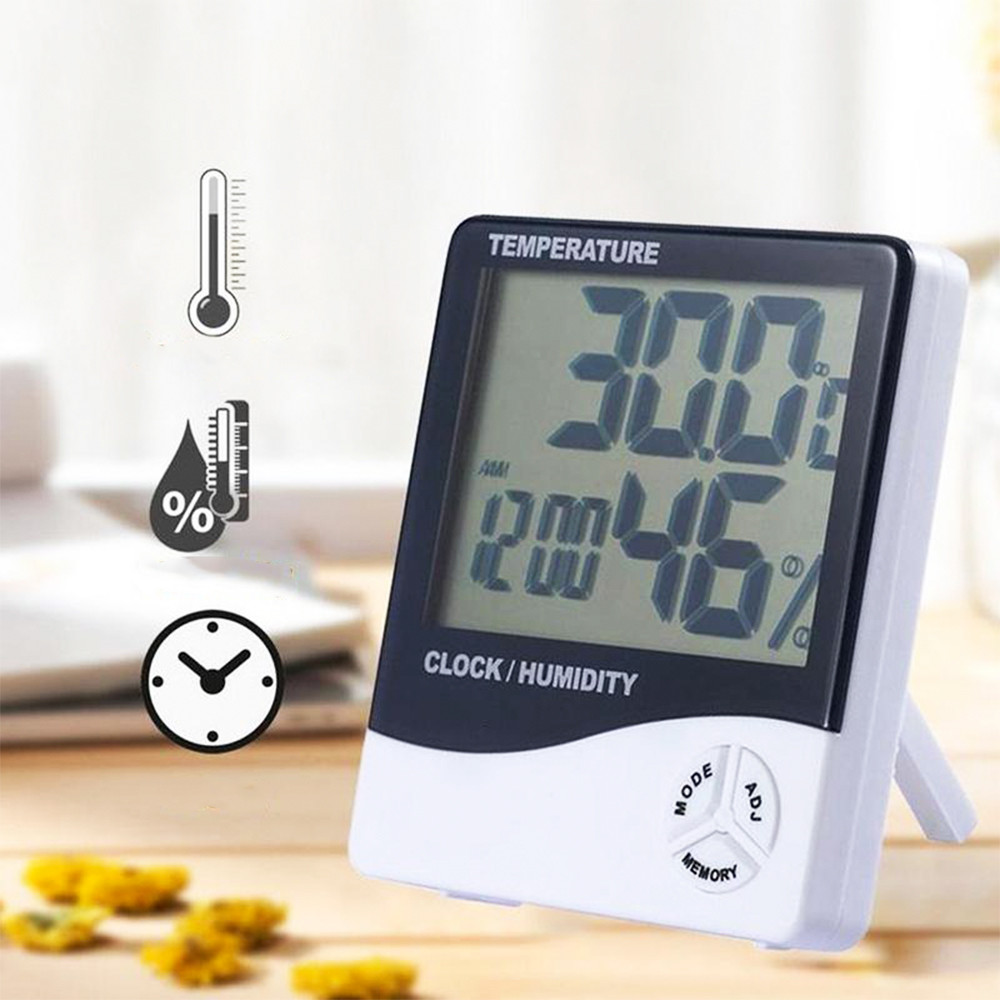 Кімнатний термометр гігрометр із годинником/ Цифровий термометр/годинник настільний