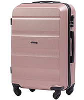 Дорожный большой женский чемодан на 4 колесах пластиковый Wings чемодан L большой чемодан розовое золото