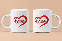 Парные чашки кружки Love любовь сердце для Влюблённых Белые 330 мл