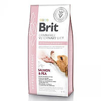 Сухой корм Brit GF VetDiet Dog Hypoallergenic для собак, при пищевой аллергии, с лососем, горохом и гречкой,