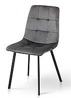 Стілець дизайнерський велюровий сірий Ментос чорний/сірий комплект стільців для кухні набір із 4 шт Мікс Мебель