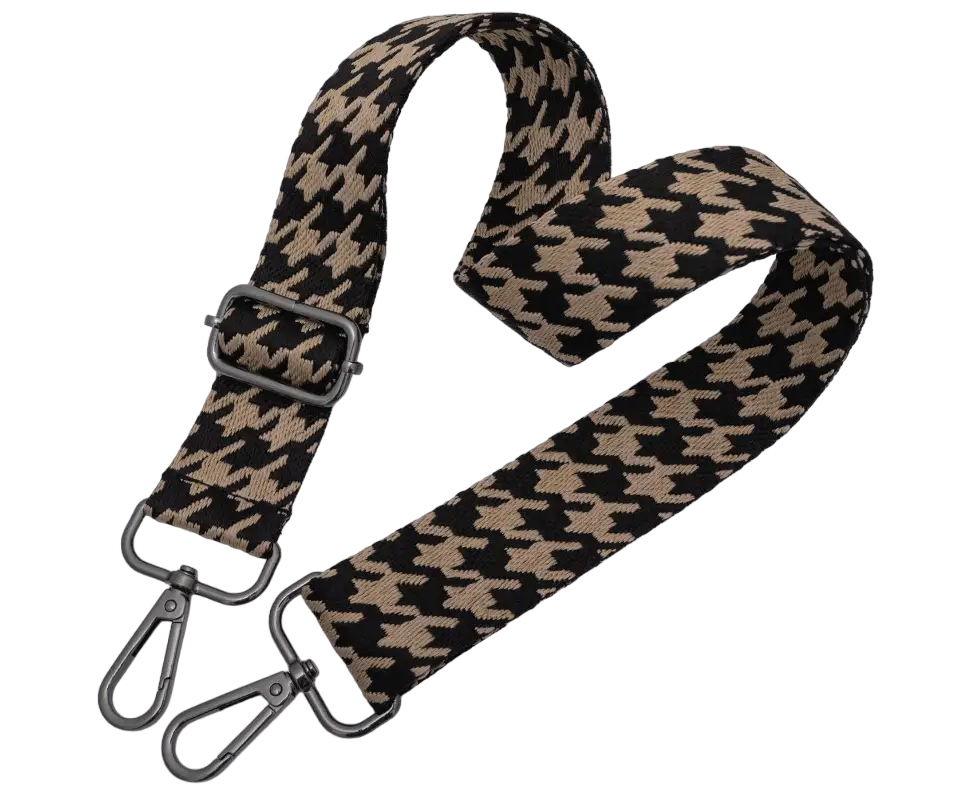 Ремінь для сумки через плече 38мм Чорний+бежевий фурнітура темний-нікель #27660, фото 1