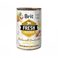 Влажный корм консервы для собак Brit Fresh Chicken with Sweet Potato курица 400 г
