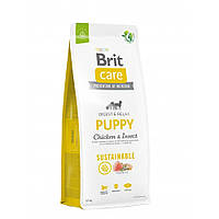 Сухой корм Brit Care Dog Sustainable Puppy для щенков, с курицей и насекомыми, 12 кг