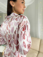 Піжама шовк Армані рожеві сердечки. Жіночий домашній костюм. Одяг для сну і відпочинку., фото 2