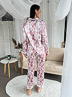 Піжама шовк Армані рожеві сердечки. Жіночий домашній костюм. Одяг для сну і відпочинку., фото 6