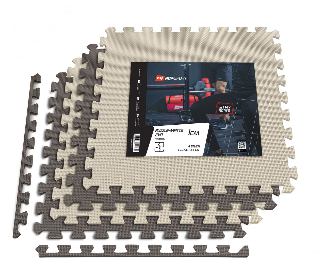 Мат-пазл Hop-Sport EVA 1 см HS-A010PM — 4 частини бежево-коричневий, фото 1