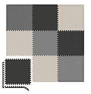 Мат-пазл Hop-Sport EVA 1 см HS-A010PM — 9 частин чорний/білий/сірий, фото 2