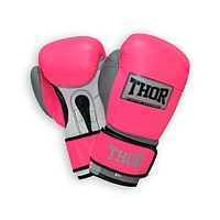 Перчатки боксерские 14 унций (397 г) коржаные THOR TYPHOON 14oz розово-бело-серые на липучке лучшая цена с