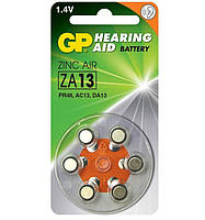 Батарейка для слуховых аппаратов GP ZA13, PR48, Zinc Air, 1.4V, блистер 6шт/уп