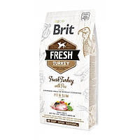 Сухой корм Brit Fresh для взрослых собак, с лишним весом, пожилых людей, с индейкой и горохом, 2,5 кг